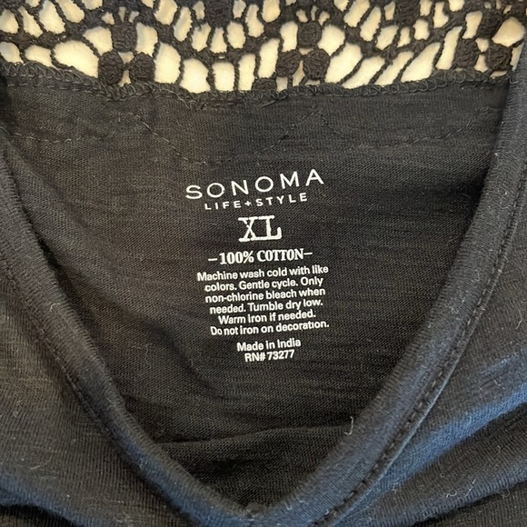 Sonoma Black Cotton Embroidered Muscle Tee Sixe XL - Picture 5 of 7